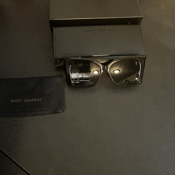 NEW Saint Laurent SLM119 BLAZE 001 Black Grey Oversized Cat Eye Women Sunglasses main image 6